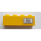 LEGO Yellow Brick 1 x 4 with "Paris / Roma" Sticker (3010)