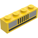 LEGO Yellow Brick 1 x 4 with Silver Car Headlights (3010 / 80352)