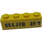 LEGO Geel Steen 1 x 4 met 'SUB 21' Sticker (3010)