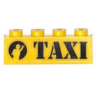 LEGO Yellow Brick 1 x 4 with TAXI (Waving Fare left) Sticker (3010)