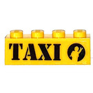 LEGO Yellow Brick 1 x 4 with TAXI (Waving Fare right) Sticker (3010)
