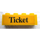 LEGO Gelb Backstein 1 x 4 mit 'Ticket' auf Gelb background Aufkleber (3010 / 6146)