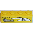 LEGO Yellow Brick 1 x 4 with White Eagle, Yellow 'DARX' and Gray 'EZ' (Right Side) Sticker (3010)