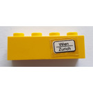 LEGO Yellow Brick 1 x 4 with "Wien / Zürich" Sticker (3010)