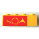 LEGO Yellow Brick 1 x 4 with Yellow Postal Horn (3010)