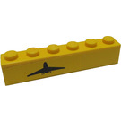 LEGO Geel Steen 1 x 6 met Airplane Sticker (Links) (3009)
