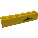 LEGO Gelb Backstein 1 x 6 mit Airplane Aufkleber (Recht) (3009)