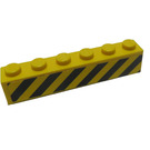 LEGO Jaune Brique 1 x 6 avec Noir / Jaune Danger Rayures (Full Length) Autocollant (3009)