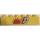 LEGO Yellow Brick 1 x 6 with Red Sun and Angle Stripe and 33 Sticker (3009)