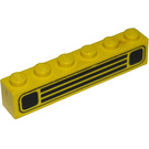 LEGO Giallo Mattoncino 1 x 6 con Town Macchina Griglia Nero (3009)