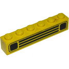 LEGO Yellow Brick 1 x 6 with Town Car Grille Black (3009)