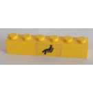 LEGO Yellow Brick 1 x 6 with Train Waiting Room Sticker (3009)