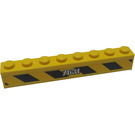 LEGO Yellow Brick 1 x 8 with 7631 and Danger Stripes Sticker (3008)
