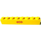 LEGO Yellow Brick 1 x 8 with Train Logo Red Sticker (3008)