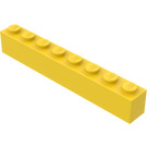 LEGO Yellow Brick 1 x 8 without Bottom Tubes with Cross Support