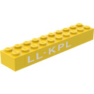LEGO Jaune Brique 2 x 10 avec LL-KPL Autocollant (3006)