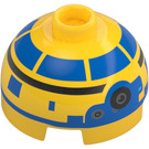 LEGO Yellow Brick 2 x 2 Round with Dome Top with New Republic Astromech Droid Head (Hollow Stud, Axle Holder) (3262 / 105300)