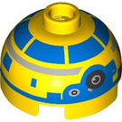 LEGO Yellow Brick 2 x 2 Round with Dome Top with New Republic Astromech Droid Head (Hollow Stud, Axle Holder) (3262 / 105300)