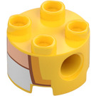 LEGO Amarillo Ladrillo 2 x 2 Circular con Agujeros con Amarillo / Naranja / Carne / Blanco Toad Pecho (17485 / 94468)