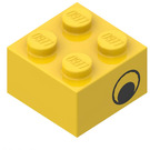 LEGO Geel Steen 2 x 2 met Zwart Oog aan Both Zijkanten (3003 / 81508)