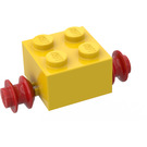 LEGO Jaune Brique 2 x 2 avec Rouge Single roues (3137)