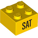 LEGO Geel Steen 2 x 2 met 'SAT' (14805 / 97634)