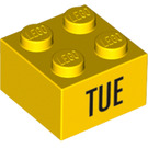 LEGO Gelb Backstein 2 x 2 mit 'TUE' (14801 / 97626)