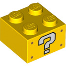 LEGO Gul Klods 2 x 2 med hvid Question Mark på 2 Sider (3003 / 69087)