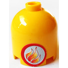 LEGO Jaune Brique 2 x 2 x 1.7 Rond Cylindre avec Dome Haut avec Flamme Autocollant (Goujon de sécurité) (30151)