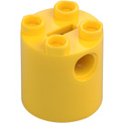 LEGO Gul Klods 2 x 2 x 2 Rund med bundakselholder 'x' Form '+' Retning (30361)