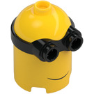 LEGO Amarillo Ladrillo 2 x 2 x 3 Circular con Espigas en Lado con Smile (67650 / 69061)