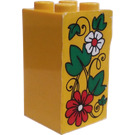 LEGO Yellow Brick 2 x 2 x 3 with Flowers and Leaves Sticker (30145)