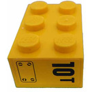 LEGO Geel Steen 2 x 3 met Zwart 10T Rechtsaf Kant Sticker (3002)