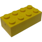 LEGO Gul Kloss 2 x 4 (Tidigare, utan korsstöd) (3001)