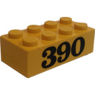 LEGO Giallo Mattoncino 2 x 4 con 390 (3001)