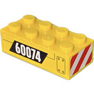 LEGO Jaune Brique 2 x 4 avec '60074' et rouge et blanc - La gauche Côté Autocollant (3001)