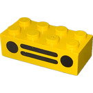 LEGO Yellow Brick 2 x 4 with Black Car Grille (3001)