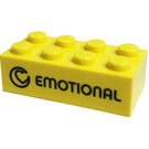 LEGO Geel Steen 2 x 4 met 'Emotional', 'Emotie' (3001)