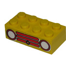 LEGO Gelb Backstein 2 x 4 mit Fabuland Auto Gitter Aufkleber (3001)