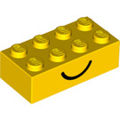 LEGO Yellow Brick 2 x 4 with Happy and Sad Face (3001)