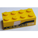 LEGO Gelb Backstein 2 x 4 mit 'LAN8152' Aufkleber (3001)