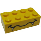 LEGO Gelb Backstein 2 x 4 mit Mouth und Fangs (3001)
