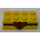 LEGO Geel Steen 2 x 4 met Present Bow Sticker (3001)