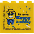 LEGO Jaune Brique 2 x 4 x 3 avec Birthday 2019 Legoland Deutschland Resort et 17 Jahre Happy Birthday