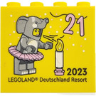 LEGO Jaune Brique 2 x 4 x 3 avec Happy Birthday 2023 Legoland Deutschland Resort et 21 Jahre