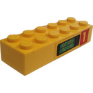 LEGO Geel Steen 2 x 6 met Pump 1 en Gas Volumes Sticker (2456)