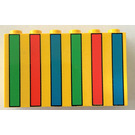 LEGO Yellow Brick 2 x 6 x 3 with green red and blue stripes pattern (6213)