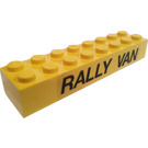 LEGO Yellow Brick 2 x 8 with "Rally Van" (Left) Sticker (3007)