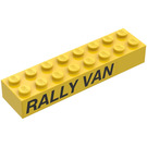 LEGO Geel Steen 2 x 8 met "Rally Van" (Rechtsaf) Sticker (3007)
