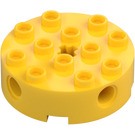 LEGO Geel Steen 4 x 4 Rond met Gaten (6222)